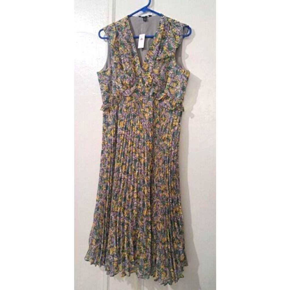 Banana‎ Republic Womens Medium Prairie Cottage Midi Dress Lavender Green $119.99